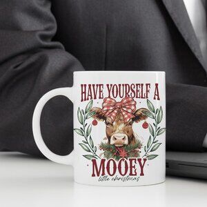 🎄 Highland Cow Christmas Mug – Have Yourself a Mooey Little Christmas 11oz